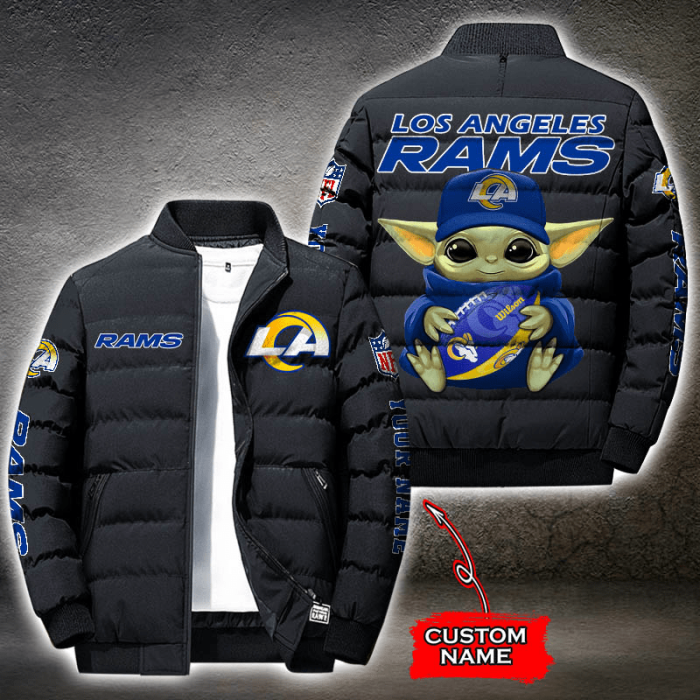 NFL Los Angeles Rams Custom Name Baby Yoda Down Jacket Puffer Jacket PJ036