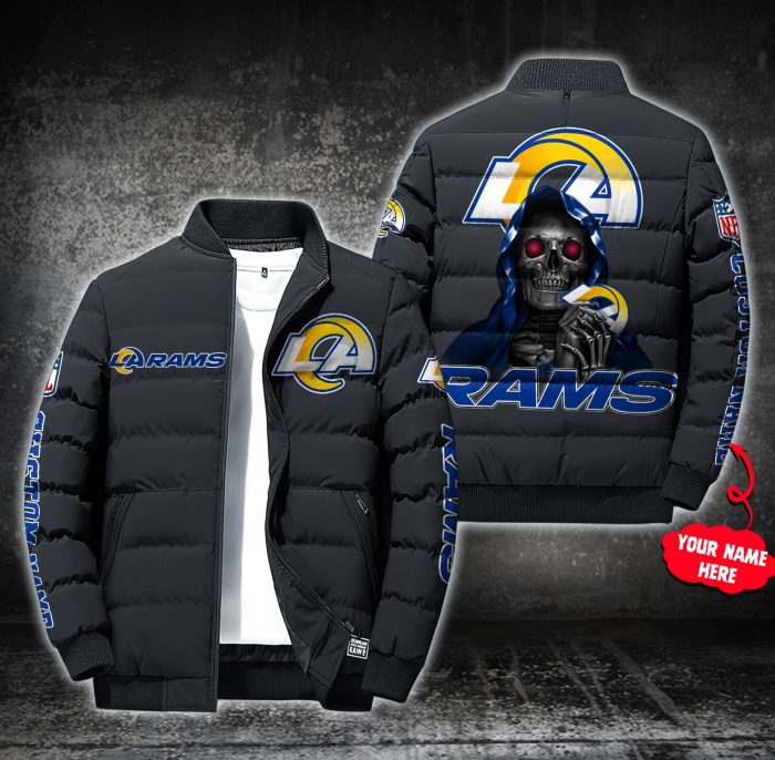 NFL Los Angeles Rams Custom Name Skull Down Jacket Puffer Jacket PJ054