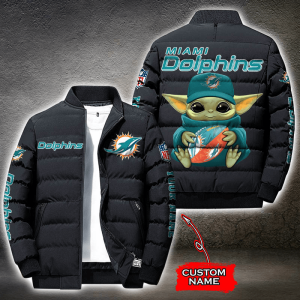 NFL Miami Dolphins Custom Name Baby Yoda Down Jacket Puffer Jacket PJ024