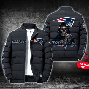 NFL New England Patriots Custom Name Skull Down Jacket Puffer Jacket PJ037