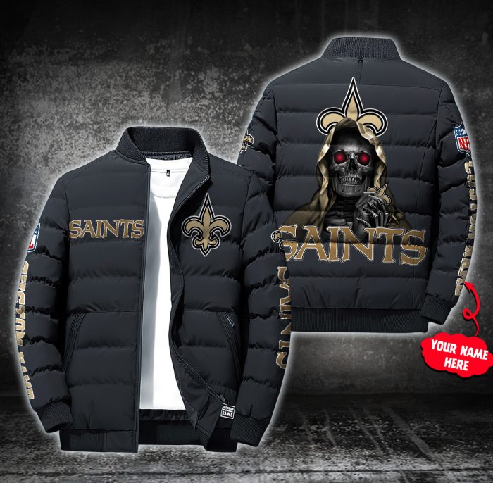 NFL New Orleans Saints Custom Name Skull Down Jacket Puffer Jacket PJ050