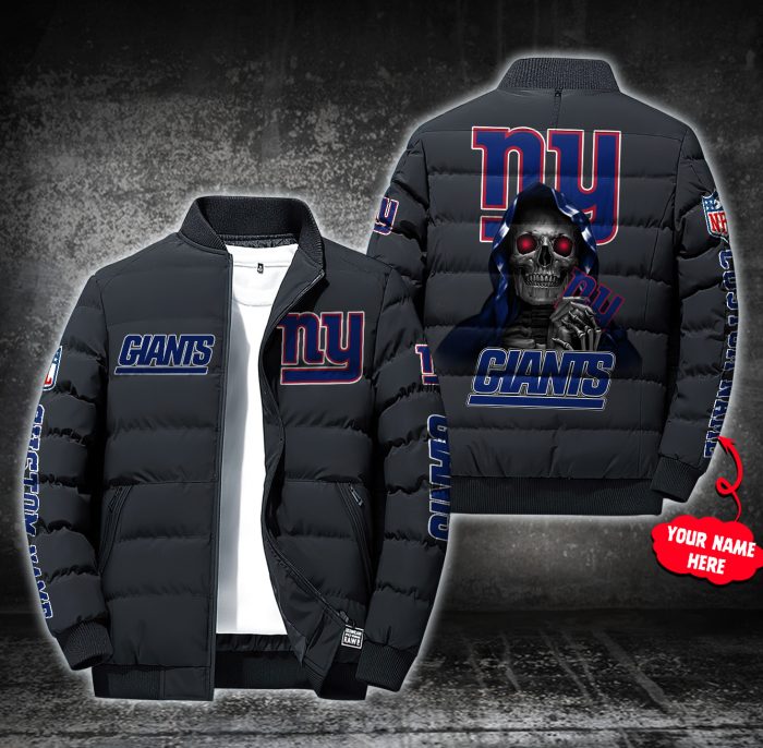 NFL New York Giants Custom Name Skull Down Jacket Puffer Jacket PJ032