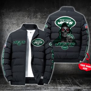 NFL New York Jets Custom Name Skull Down Jacket Puffer Jacket PJ048