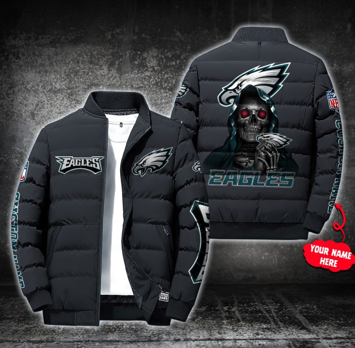 NFL Philadelphia Eagles Custom Name Skull Down Jacket Puffer Jacket PJ018