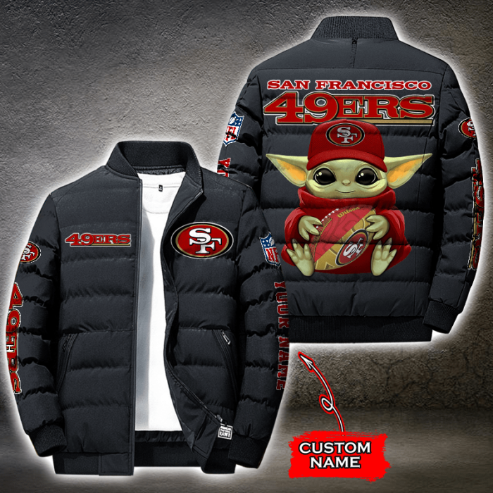 NFL San Francisco 49ers Custom Name Baby Yoda Down Jacket Puffer Jacket PJ046