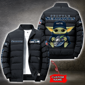 NFL Seattle Seahawks Custom Name Baby Yoda Down Jacket Puffer Jacket PJ023