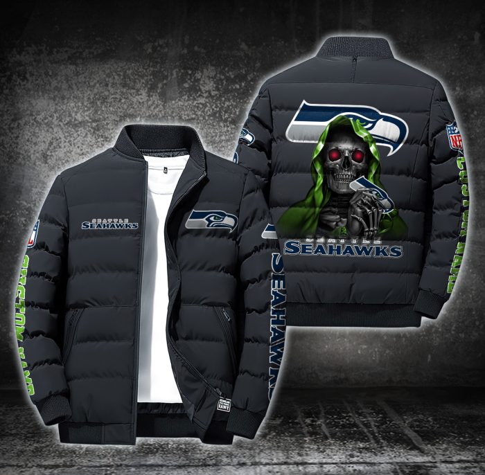 NFL Seattle Seahawks Custom Name Skull Down Jacket Puffer Jacket PJ006