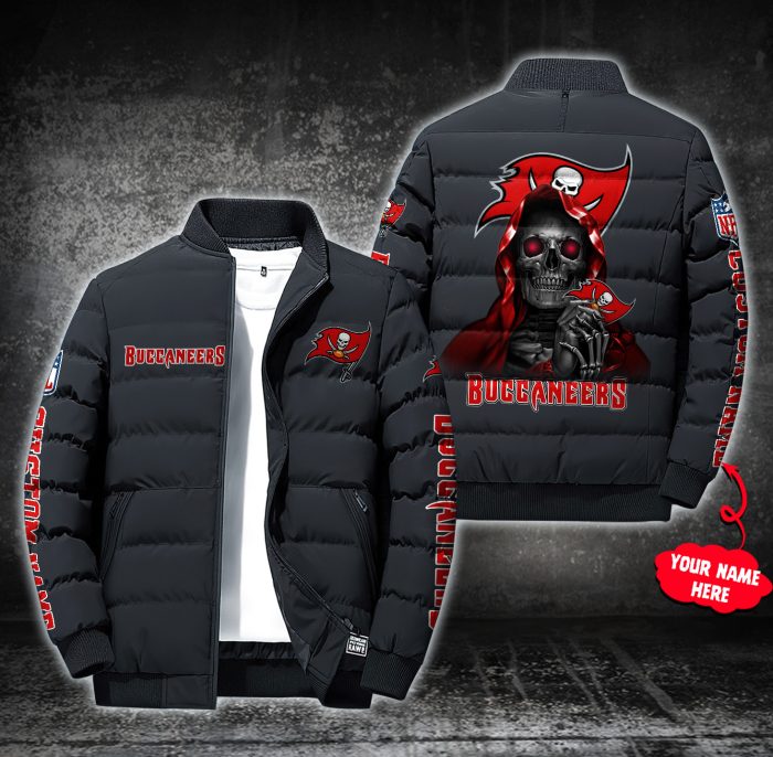 NFL Tampa Bay Buccaneers Custom Name Skull Down Jacket Puffer Jacket PJ057