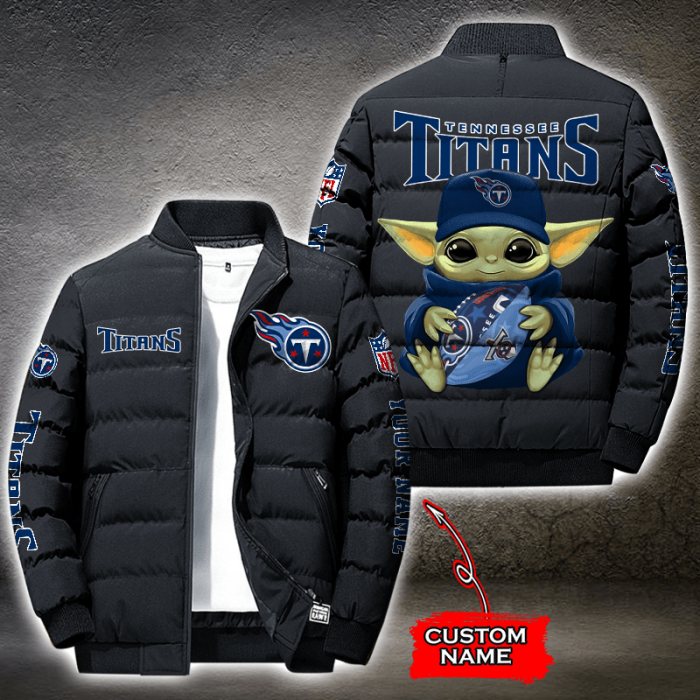 NFL Tennessee Titans Custom Name Baby Yoda Down Jacket Puffer Jacket PJ059