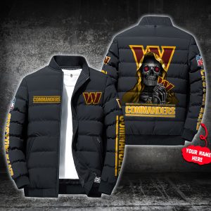 NFL Washington Commanders Custom Name Skull Down Jacket Puffer Jacket PJ007