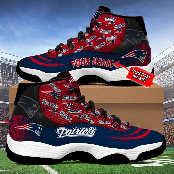 New England Patriots 3D Personalized NFL Air Jordan 11 Sneaker JD110480