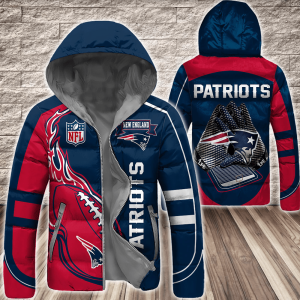 New England Patriots NFL 3D Custom Name Down Filled Coat DFC074