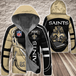 New Orleans Saints NFL 3D Custom Name Down Filled Coat DFC061