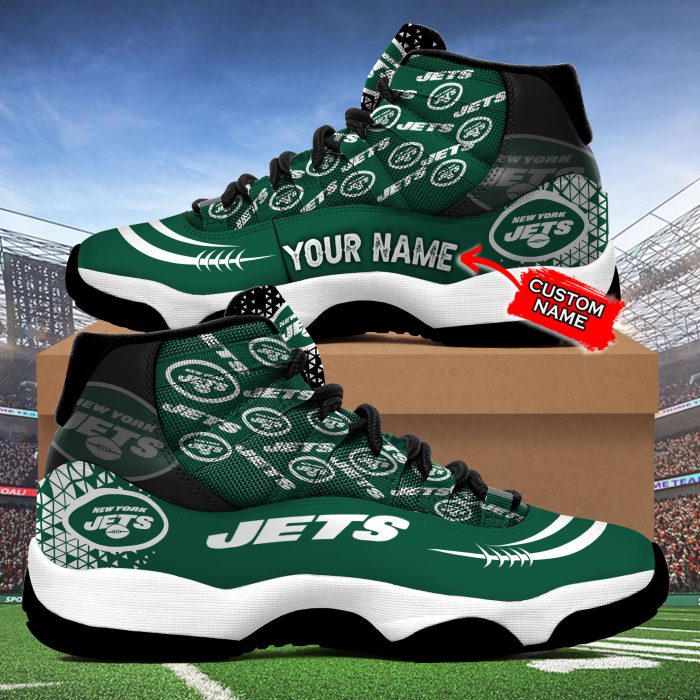 New York Jets 3D Personalized NFL Air Jordan 11 Sneaker JD110482