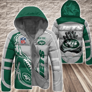 New York Jets NFL 3D Custom Name Down Filled Coat DFC065