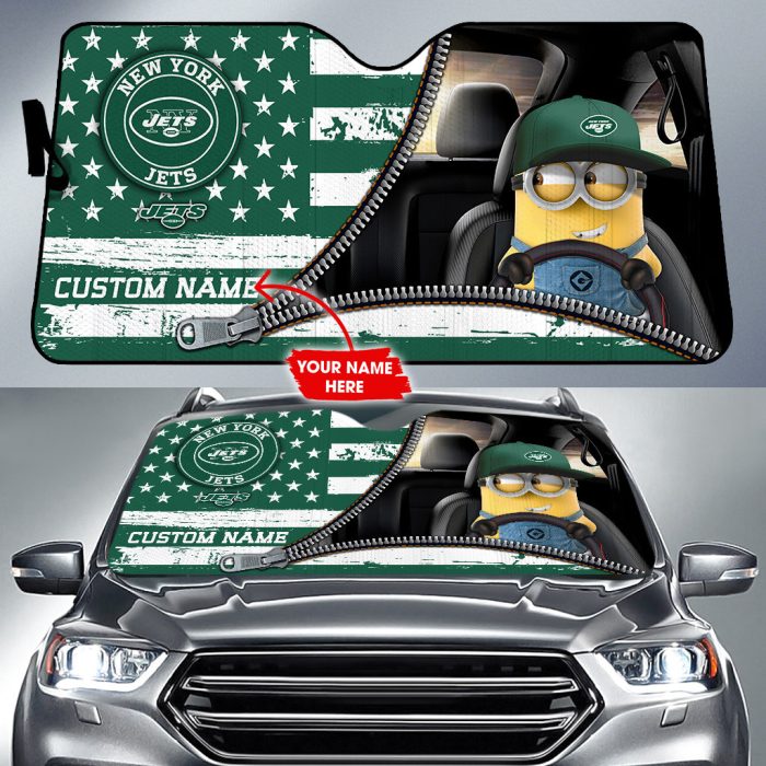 New York Jets NFL Football Team Car Sun Shade Minions CSS0726