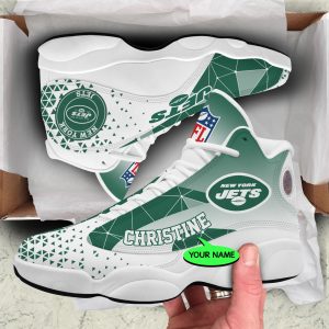 New York Jets NFL Shoes Jordan JD13 Shoes Triangle Personalized JD130857