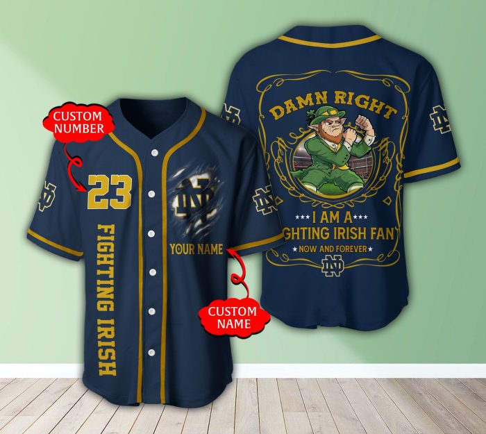 Notre Dame Fighting Irish NCAA 3D Personalized Baseball Jersey BJ1336
