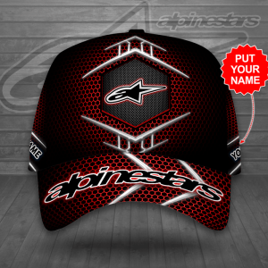 Personalized Alpinestars Motogp Racing Classic Red Trellis Baseball Cap - Black CGI2166
