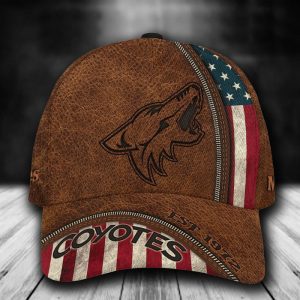 Personalized Arizona Coyotes USA Flag Zip 3D Baseball Cap - Brown CGI1865