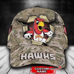 Personalized Atlanta Hawks Mascot NBA Camo Pattern 3D Baseball Cap CGI1058