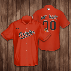 Personalized Baltimore Orioles Baseball 3D Hawaiian Shirt - Orange BHS069