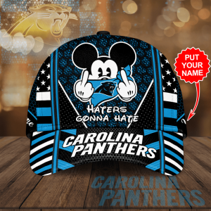 Personalized Carolina Panthers Football Team Haters Gonna Hate Mickey 3D Baseball Cap-Blue CGI1993