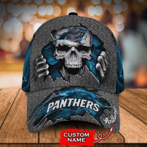 Personalized Carolina Panthers Skull 3D Baseball Cap - Blue CGI1459