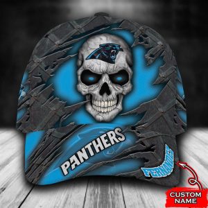Personalized Carolina Panthers Skull 3D Baseball Cap - Blue CGI1670