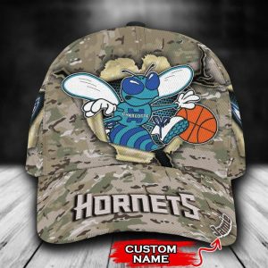 Personalized Charlotte Hornets Mascot NBA Camo 3D Baseball Cap CGI1779