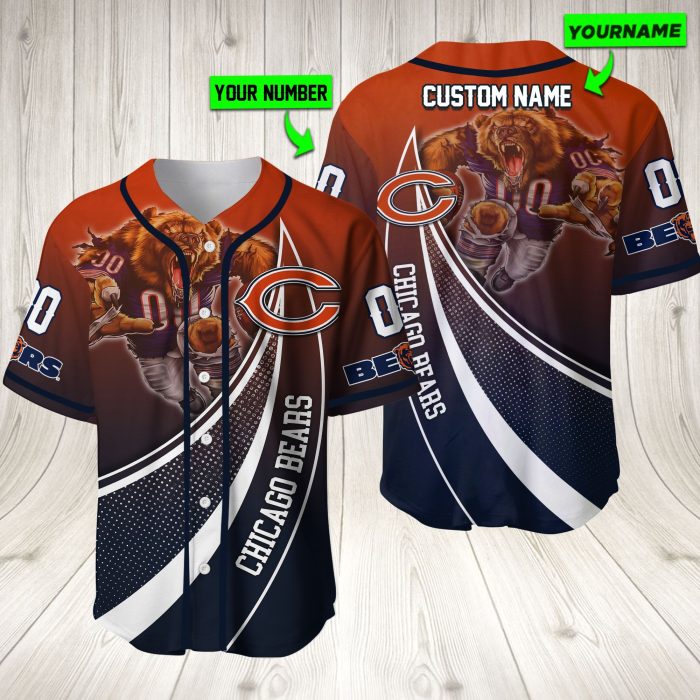 Personalized Chicago Bears 3D Baseball Jersey Nfl Baseball Jersey Mascot BJ2114