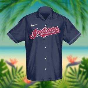Cleveland Indians Baseball 3D Hawaiian Shirt - Navy BHS014