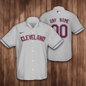 Personalized Cleveland Indians Baseball 3D Hawaiian Shirt - Grey BHS109