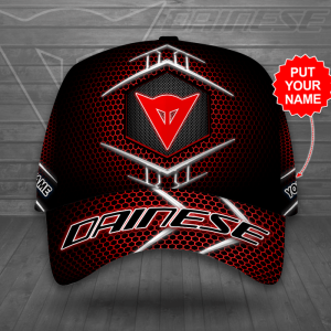 Personalized Dainese MotoGP Racing Classic Red Trellis Baseball Cap - Black CGI2217