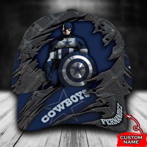Personalized Dallas Cowboys Captain America Marvel 3D Baseball Cap - Navy CGI1752