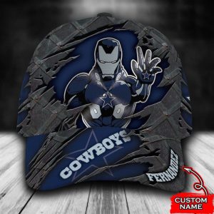 Personalized Dallas Cowboys Iron Man Marvel 3D Baseball Cap - Navy CGI1549