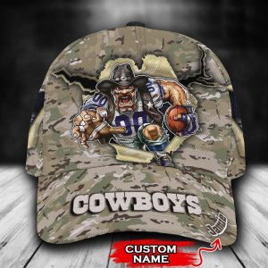 Personalized Dallas Cowboys Mascot Camo 3D Baseball Cap CGI1724