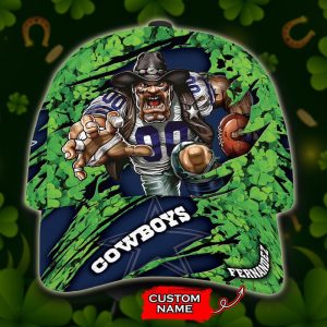 Personalized Dallas Cowboys St Patrick Day Mascot 3D Baseball Cap - Blue Green CGI1728
