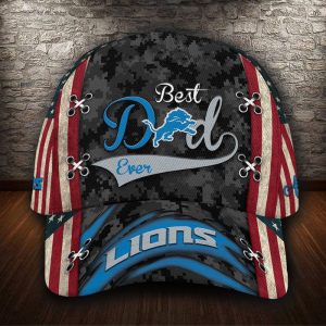 Personalized Detroit Lions Best Dad USA Flag 3D Baseball Cap CGI1508