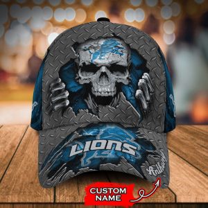 Personalized Detroit Lions Skull 3D Baseball Cap - Blue CGI1703