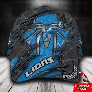 Personalized Detroit Lions Spider Man 3D Baseball Cap - Blue CGI1469