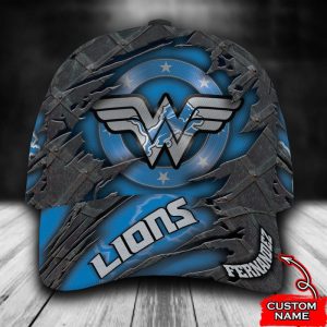 Personalized Detroit Lions Wonder Woman Logo 3D Baseball Cap - Blue CGI1791