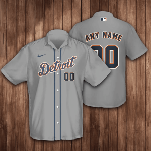 Personalized Detroit Tigers Baseball 3D Hawaiian Shirt - Grey BHS008