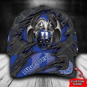 Personalized Duke Blue Devils Dragon Skull 3D Baseball Cap - Blue CGI1452