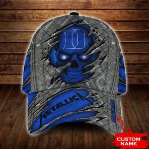 Personalized Duke Blue Devils Metallica Band Skull 3D Baseball Cap - Blue CGI1546