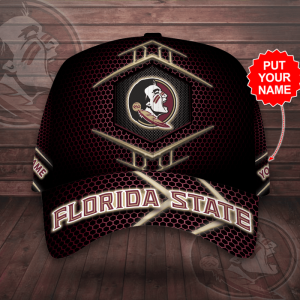 Personalized Florida State Seminoles Beehive Hexagon Pattern 3D Baseball Cap - Black CGI2022