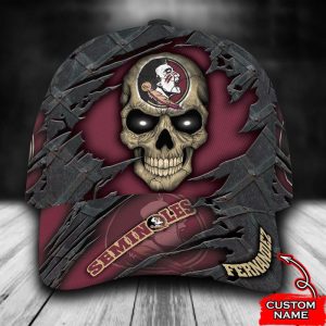Personalized Florida State Seminoles Skull 3D Baseball Cap - Plum CGI1038