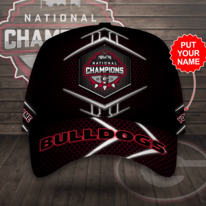 Personalized Georgia Bulldogs Classic Red Trellis Baseball Cap - Black CGI2238