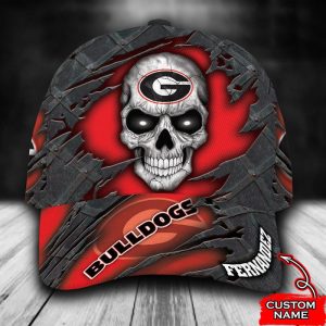 Personalized Georgia Bulldogs Skull 3D Baseball Cap - Red CGI1786