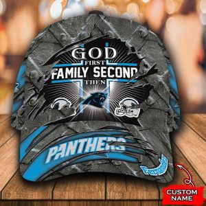 Personalized God First Family Second Then Carolina Panthers 3D Baseball Cap CGI1453